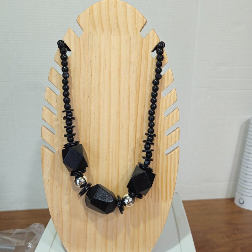 Carved Chunky Wooden Beaded Necklace #167